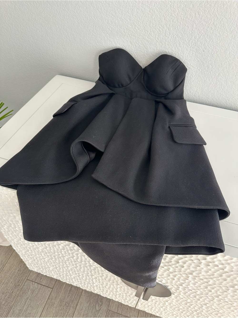 Corso Como Strapless Black Peplum Cocktail Dress